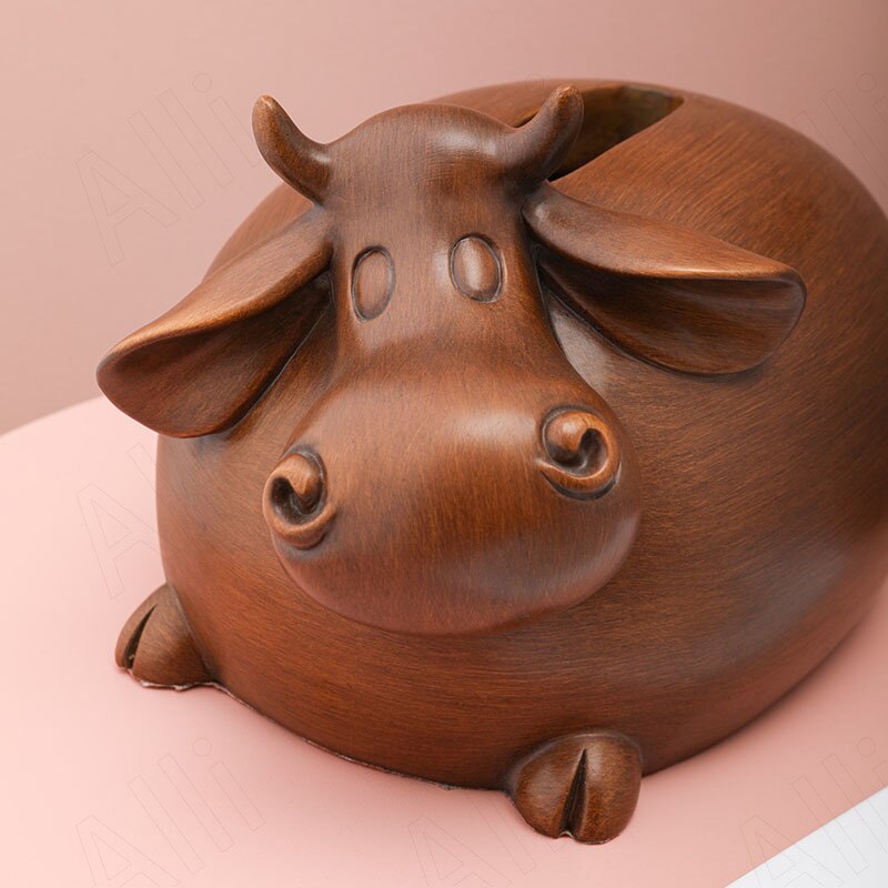 Light Luxury Wooden Tissue Box Western Restaurant Desktop Tissues Organizer Cow Shape Napkin Boxes Home Decoration