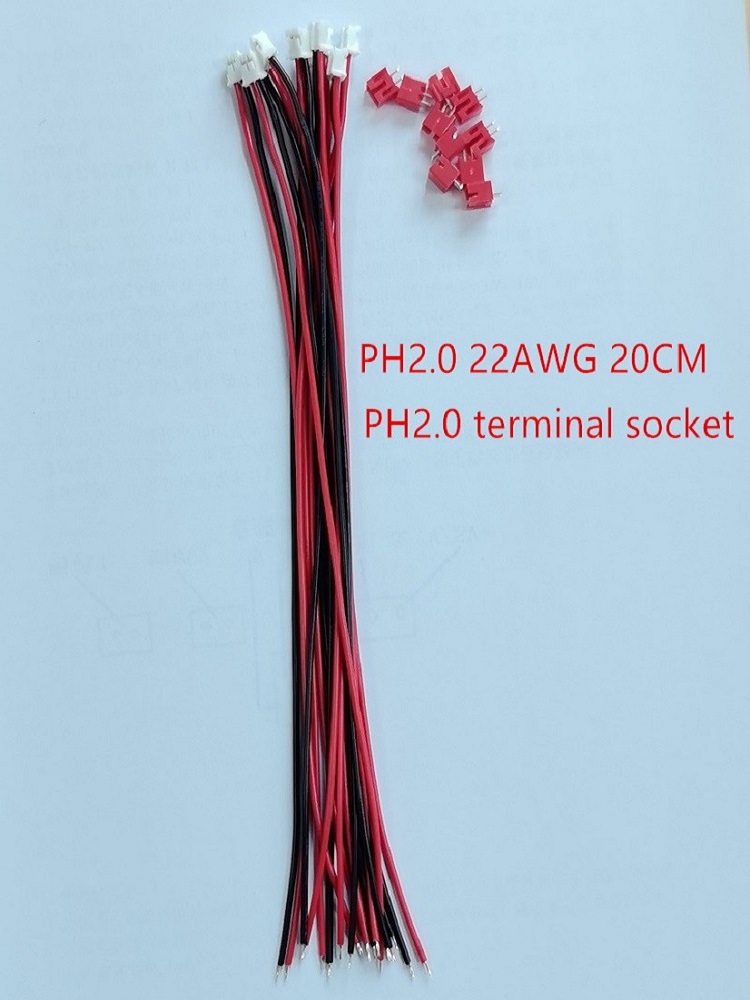 Luidspreker DIY-accessoire 22AWG 20CM PH2.0 mannelijke connector 10 sets 2-pins elektronische draden met aansluitstekkers, PH2.0 vrouwelijke stekker