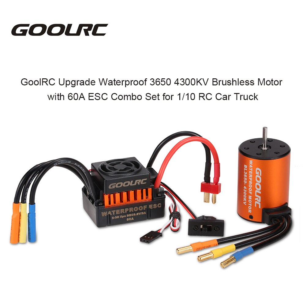 GoolRC Moteur 3650 3660 F540 3500KV 3100KV 3300KV 3800KV 3900KV 4300KV 4370KV Brushless Motor 45A 60A ESC for RC Car 1:10 Parts: 4300KV Motor 60A ESC