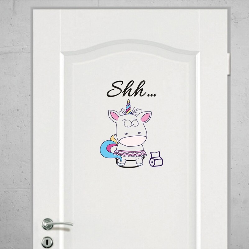 Cartoon Unicorn Toilet Stickers Waterproof Wall Sticker Home Bathroom WC Decoration Decals Diy Funny Vinyl Mural Art