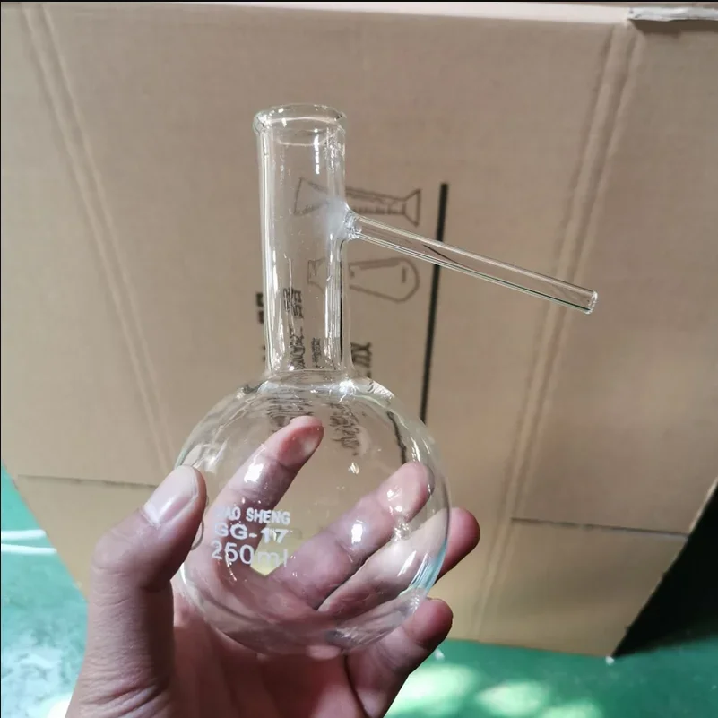 1 szt. 150/250/500ml szklana kolba robić destylacji z okrągłym dnem i bocznym ramieniem kolba laboratoryjna robić destylacji