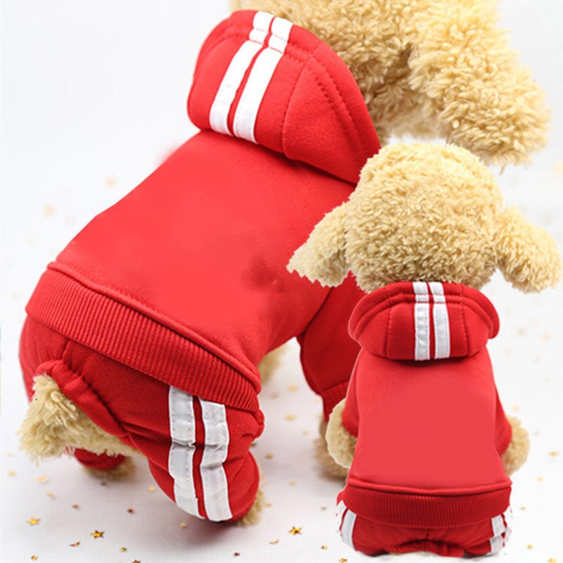 Adidog Dog Clothes Thick Overalls for Dogs Winter Pet Dog Clothes for Small Dogs Puppy Jumpsuit Cat Clothing Tracksuit for York: XS / Red