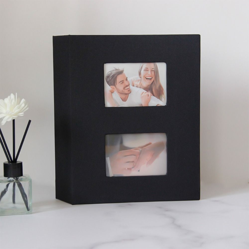 200Pcs Linen Cover Photo Album Interleaf Type Photo Storage Picture Albums Book Writable 6-inch Large Scrapbook Album