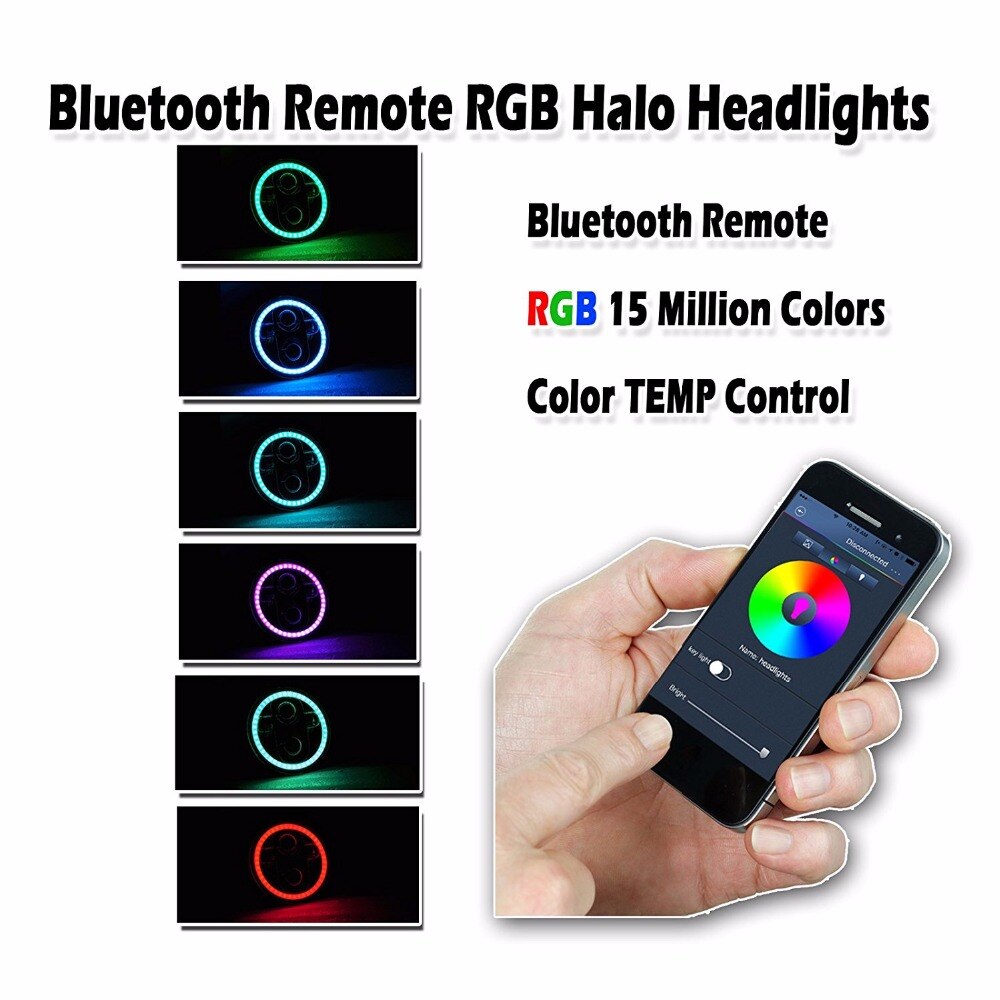 RGB 5.75 “Heiligenschein LED Scheinwerfer/5 3/4 Zoll Weiß Bernstein DRL Heiligenschein Scheinwerfer für Indische erkunden Und Motorcyle eimer Montage Halterung