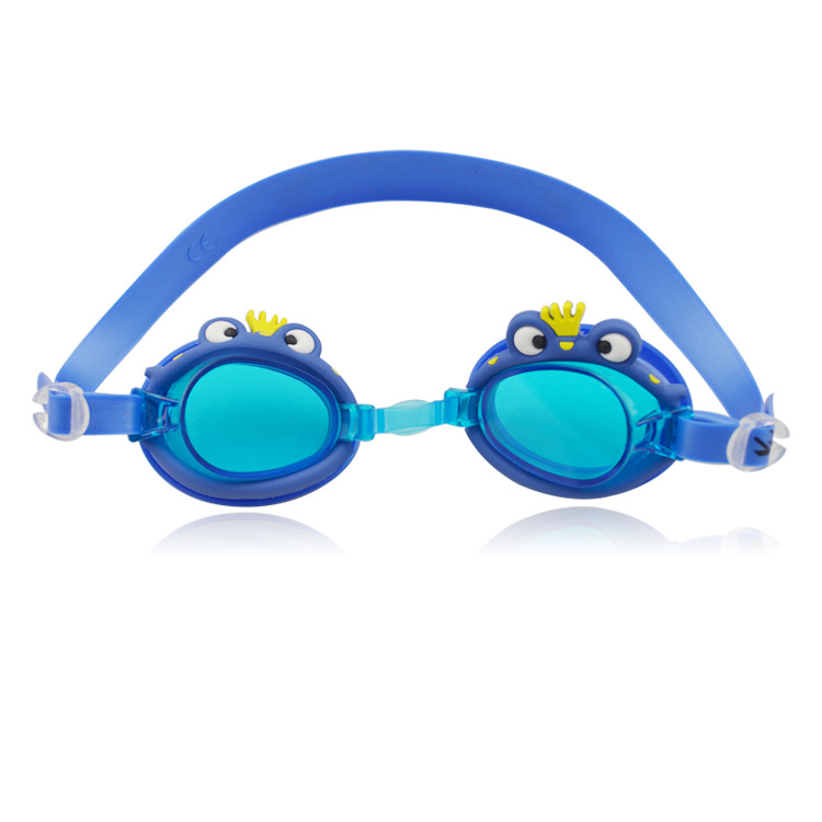 Mystyle Zwembril Kids Cartoon Kikker Hd Waterdicht Anti-Fog Kinderen Zwembril 4 Kleur Swim Bril Voor Jongens meisjes: Blauw