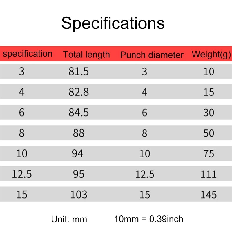 3-15mm Pick Leather Tool Leathercraft Belt Canva Hole Craft Punch Hollow Puncher