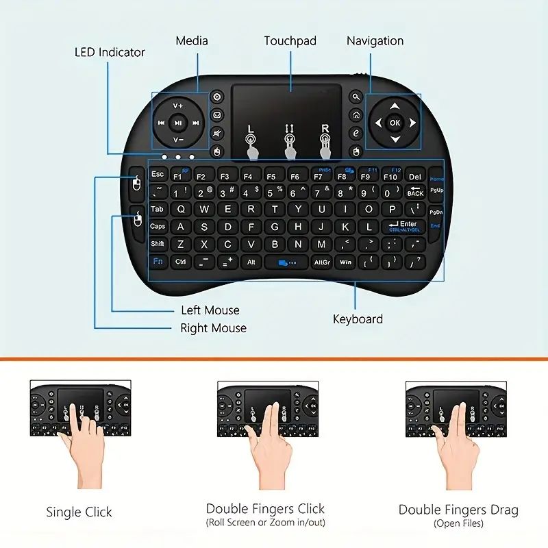 I8 2.4G Mini bezprzewodowa klawiatura 2.4GHz Air Mouse Remote Touchpad dla Android TV Box PC Smart TV