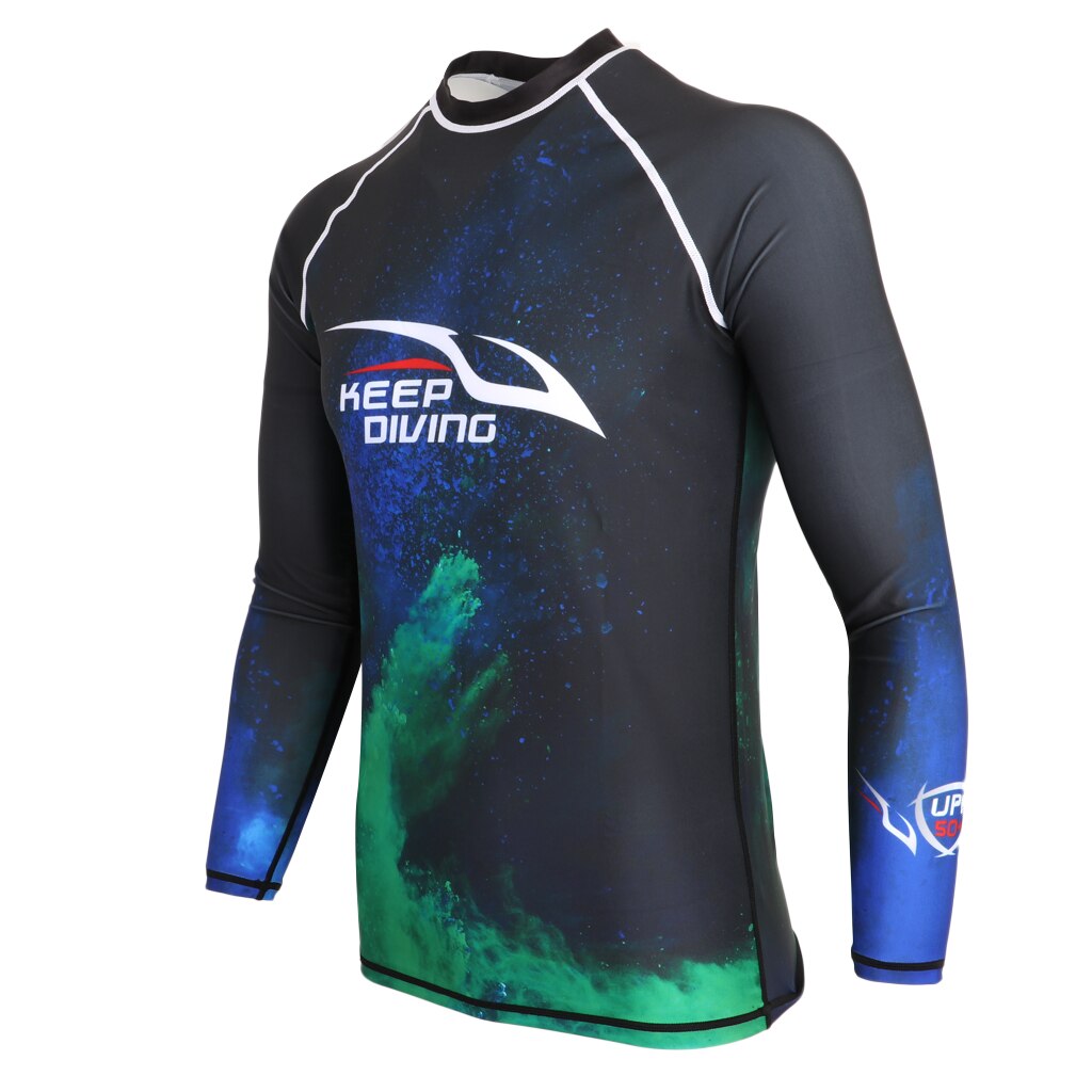 Men Long Sleeve Wetsuit Top Scuba Diving Surfing Snorkeling Rash Guard -UPF50+ UV Protection Quick Dry &amp; Breathable