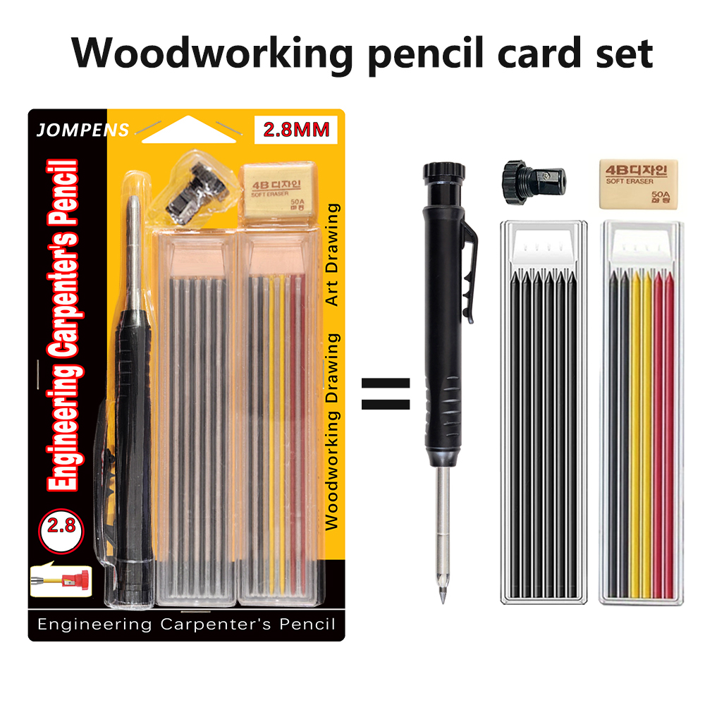 Metal Solid Carpenter Pencil For Deep Hole Marker With Refill Leads Marking Woodworking Deep Hole Mechanical Pencils Stationery - 21 - View #2