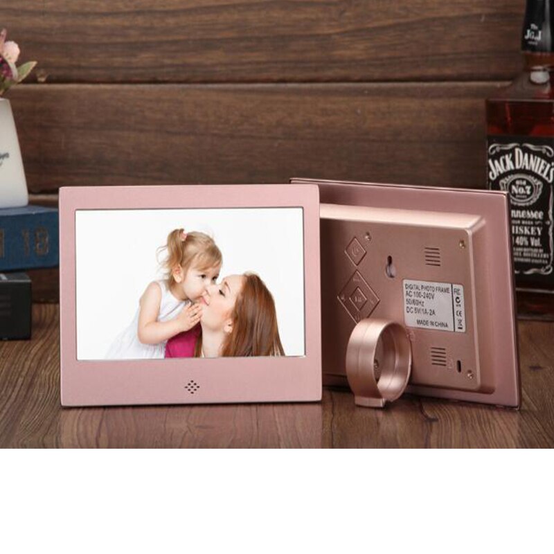 7 polegada de metal led digital photo frame vídeo música calendário relógio jogador 1024x600 resolução com controle remoto