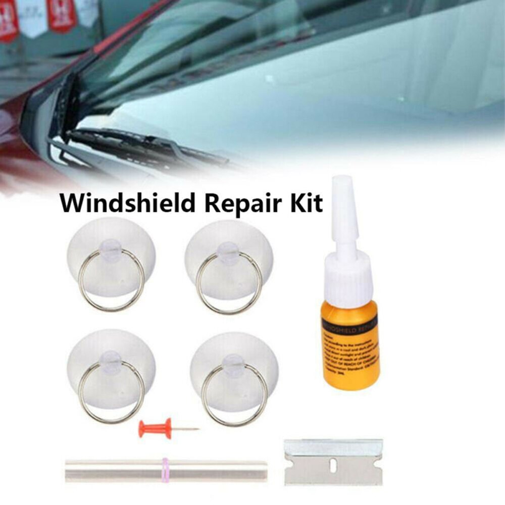 8pcs Universal Car Window Glass Repair Fluid Kit Windshield DIY Scratch Crack Restore Tool Accessories