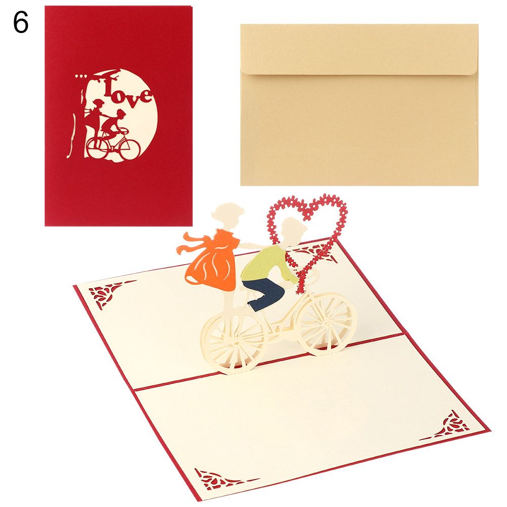 1Pcs 3D Pop Up Liefde Wenskaarten Met Envelop Voor Valentijnsdag Anniversary Wedding Uitnodiging Dank U Kaarten mode: 6