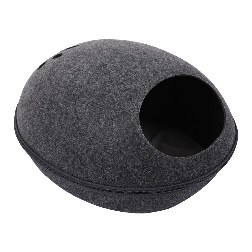 Irrotettava kissan sänky kissan talo luonnollinen huopa kissa luola vetoketju suun halkaisija 22/26cm kissanpennun luola tyynyllä kissat lemmikkitarvikkeet: Tumma gery