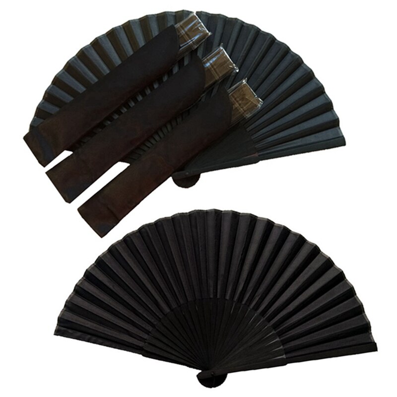 Zwarte Chinese Stijl Vintage Hand Fan Folding Fans Dance Wedding Party Favor