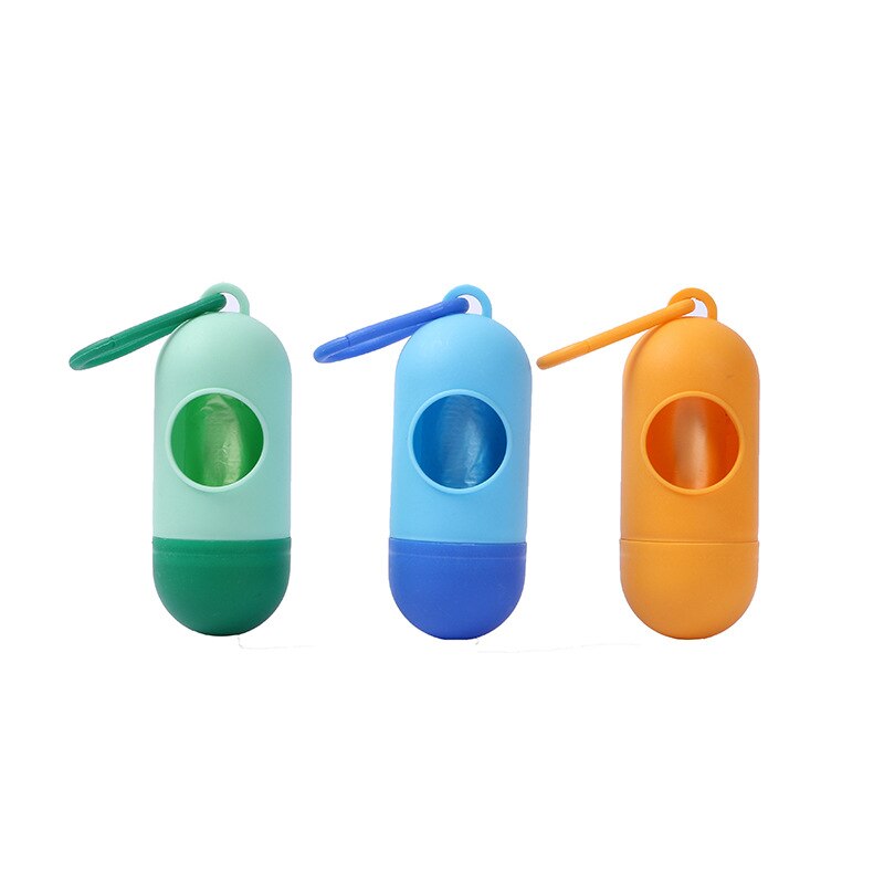 Portable Pet Waste Bag Dispenser Pill Shape Bullet-Shaped Garbage Box Cats Dogs Poop Extractive Clean-up Bags Outside Walking