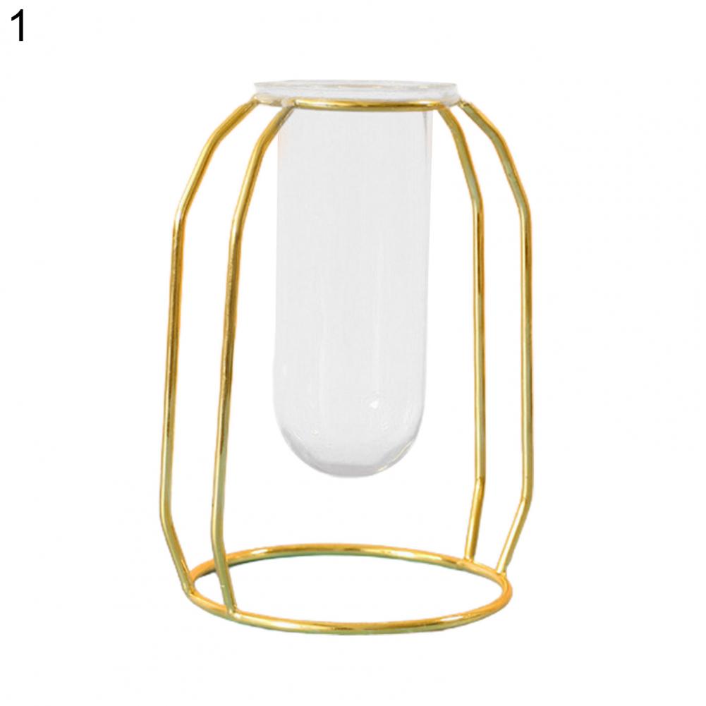 Glass Vase	Hydroponics Terrarium Portable Reusable Glass Air Plant Terrariums Propogation Station Home Decor: Luxury Gold Color  1