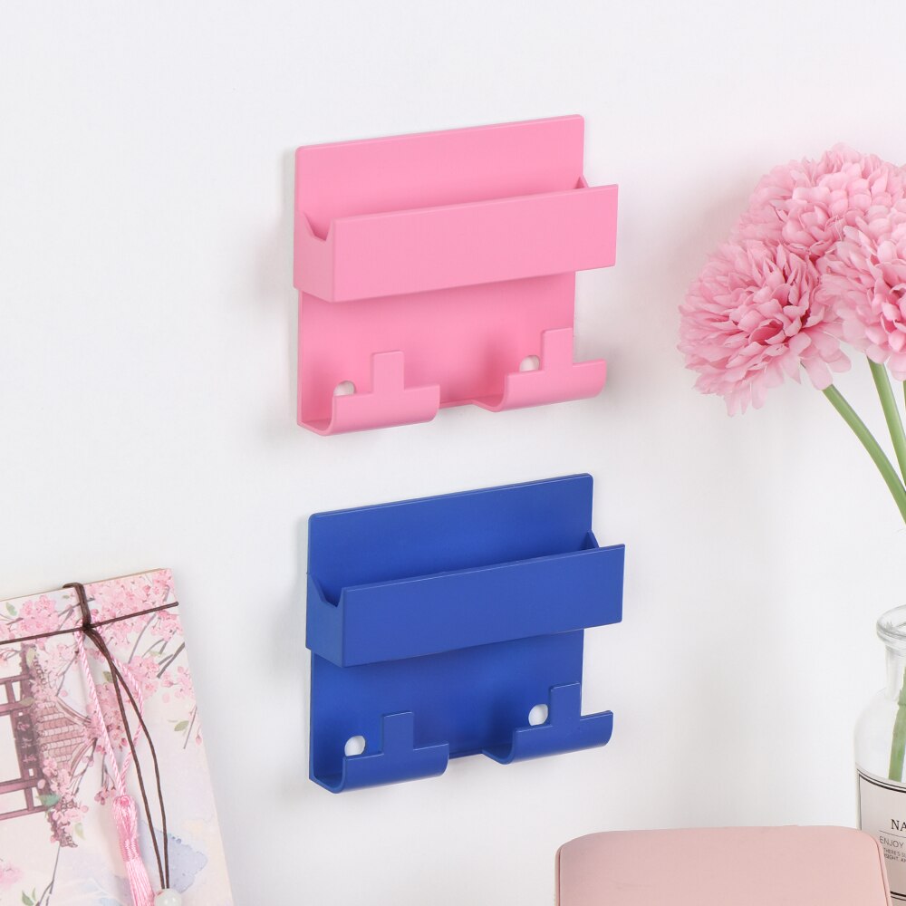 1PC Multifunctional Phone Charging Bracket Paste Style Colorful Keyring Wall Hook Storage Hanger Cradle Holder Phone Accessories