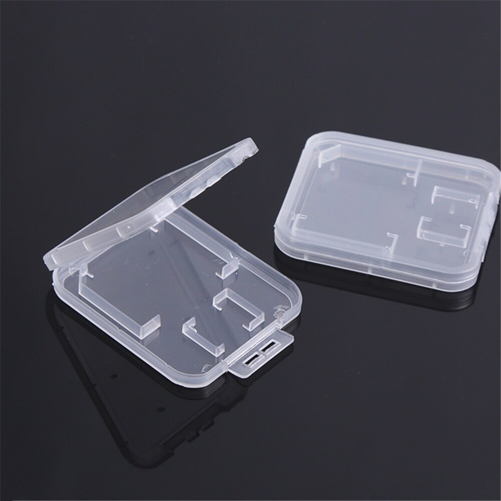 10pcs Mini CuteTransparent Standard SD Card Holder Clear Memory Card Case Portable Plastic SD Card Storage Holder Supplies