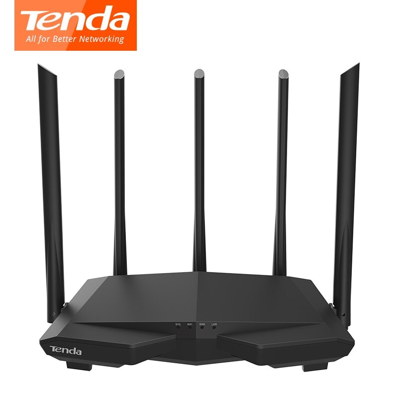Tenda AC11/AC6/AC7/AC10 Wireless Wifi Router Gigabit Dual-Band AC1200 Repeater with 5*6dBi High Gain Antennas Wider Coverage: AC7