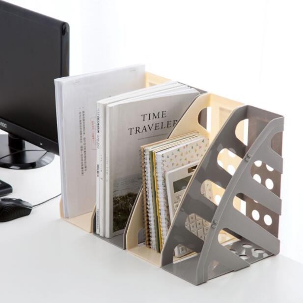 Kontor tilbehør bogreol fil papir plastbakke skrivebord arrangør magasin holder 2 stk / parti dokumentkasse
