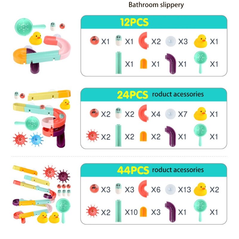 12/24/44Pcs Ducks Child Bath Toys Track Water Sprinkler Kits Toy Kids Bathroom Play Water Shower Games Indoor Pool Tools