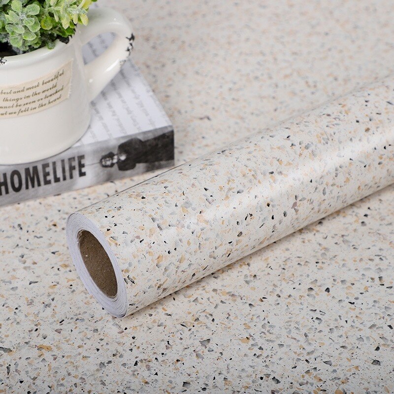 Papel tapiz impermeable de terrazo Beige a prueba de aceite, papel de Contacto de vinilo autoadhesivo de PVC para baño, cocina, encimera, decoración del hogar, 1/5M