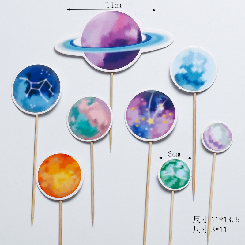 Outer Space Astronaut Cupcake Topper Universe Series Cake Toppers For Universe Planet Birthday Party Dessert Props Festive Decor: DARK GRAY