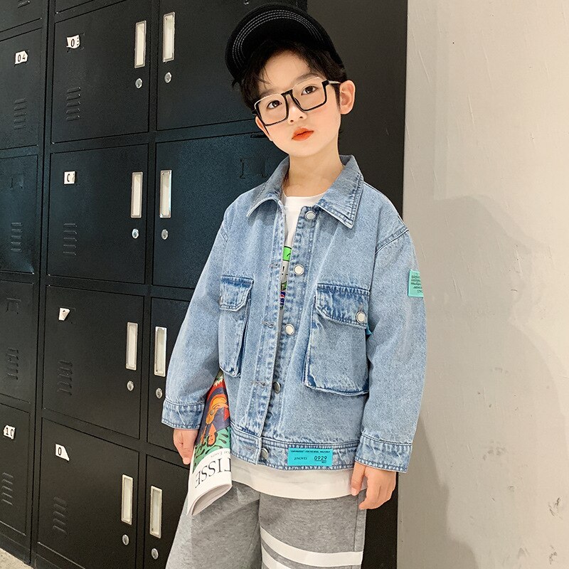 Ragazzi adolescenti cappotti per bambini giacche di jeans nuova primavera manica lunga abbigliamento per bambini abbigliamento per bambini colletto rovesciato top 8 10 12 Y