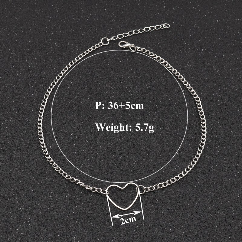 Hueco corazón gargantillas Collar para las mujeres declaración collar de cadena de corazón colgante collar de de la joyería