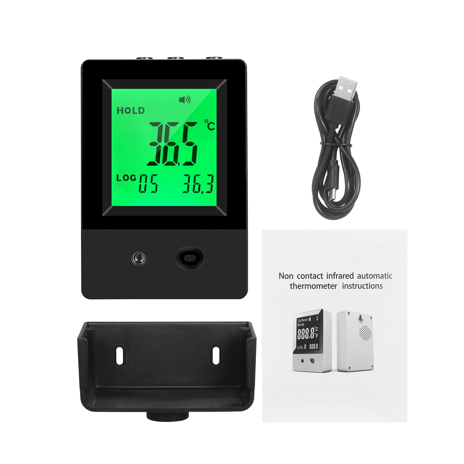 Infrarood Thermometer Muur Gemonteerde Temperatuur Meting Gauge Non-contact Automatische Smart Ir Inductie 3-Kleur Backlight