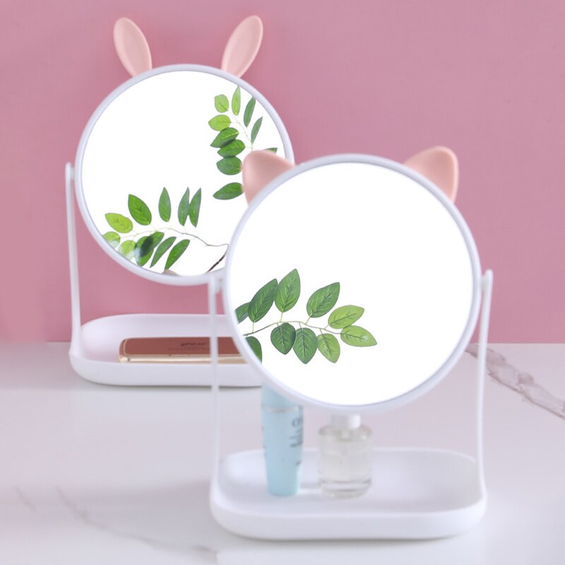 Opvouwbare Make-Up Spiegel Zonder Licht Geen Led Spiegel Prinses Spiegel Leuke Konijnenoren Tafel Desk Cosmetische Spiegel Spiegel