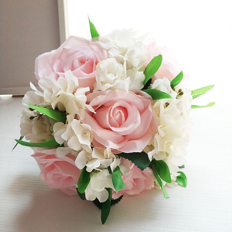 LKY Fr mariage Bouquet mariée Bouquet fleurs mariage soie Roses hortensia rose bleu Bouquet demoiselles d'honneur décoration accessoires