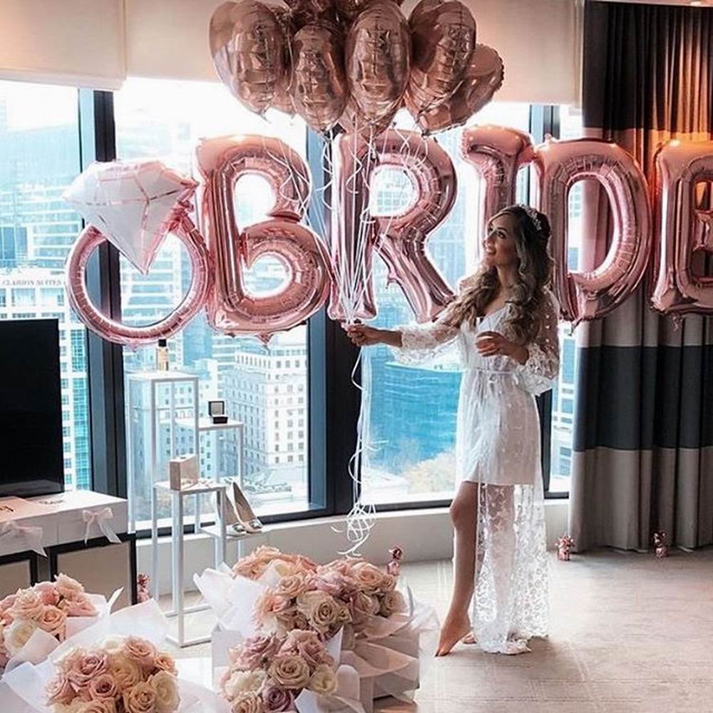 5 stk 30 tommer rose guld brud brev folie balloner bryllup dekorationer team brud alfabet luftballon til brud bryllup ballon