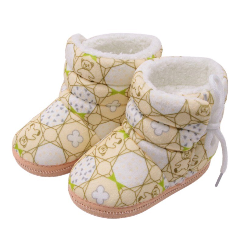neugeborenen Baby Schuhe Winter Kleinkind Drucken Erste Wanderer Baby Jungen Pelz Schnee Komfort Warme Stiefel Für Mädchen