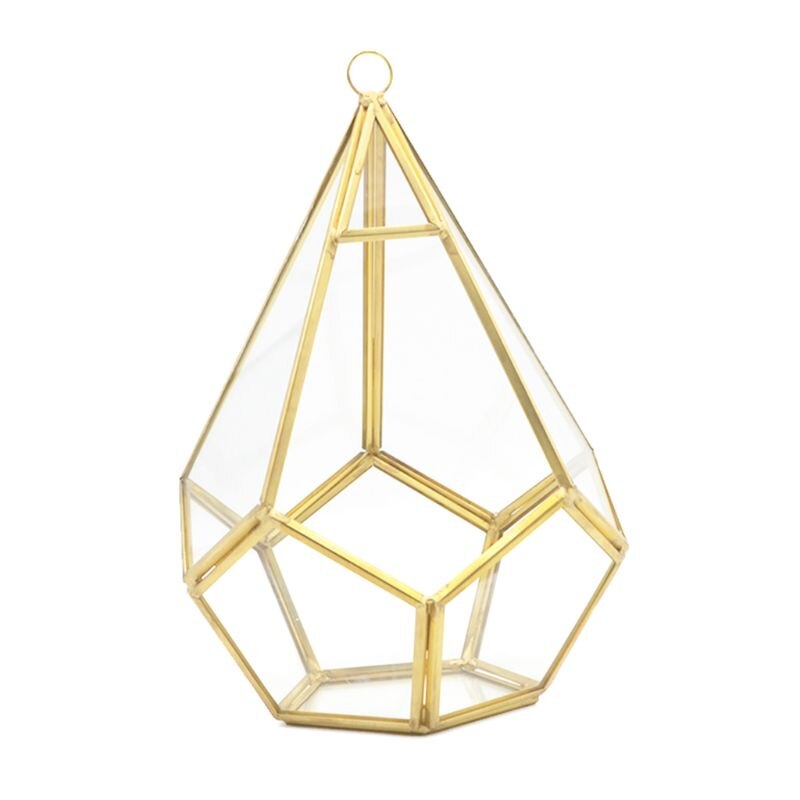 Geometric Glass Terrarium - Diamond Faceted - Wall Hanging Planter - Air Plant Holder - 11x11x14.4cm