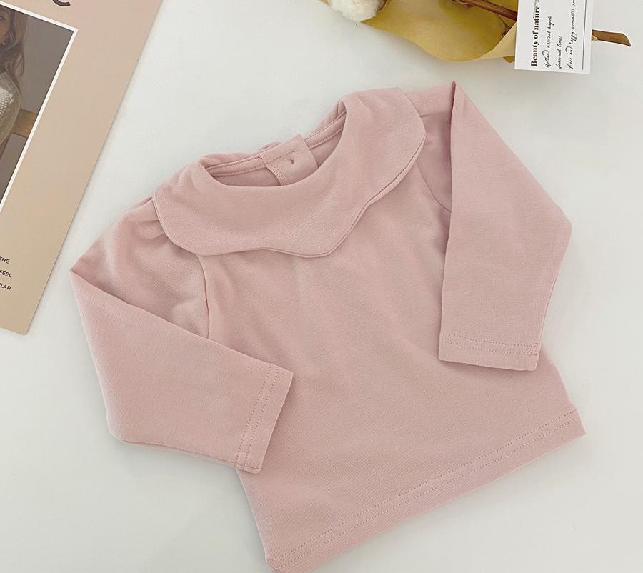 Autumn Newborn Baby Girl White/Pink T Shirts Infant Kids Long Sleeve Cotton Solid Blouses Tops Tee Shirts Toddler Babies Clothes: Pink / 3M