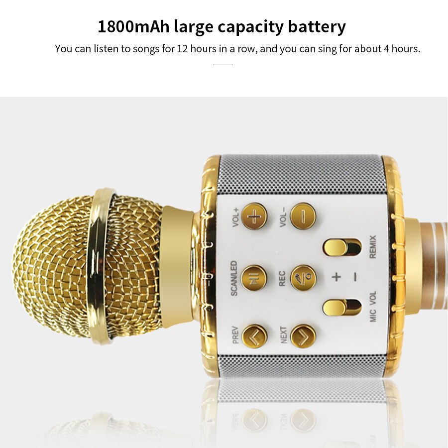 Microfono Karaoke MAMEN - Bluetooth Wireless 4.2.2 - Cambia Voce - Batteria 1800 mAh - Microfono Condensatore Portatile