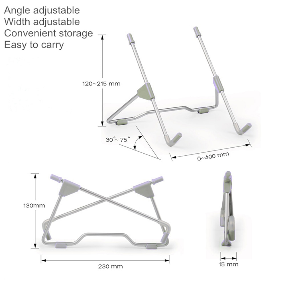 Soporte plegable portátil para ordenador portátil, ángulo de visión/altura ajustable, , aleación de aluminio, Notebook de 10-17 pulgadas