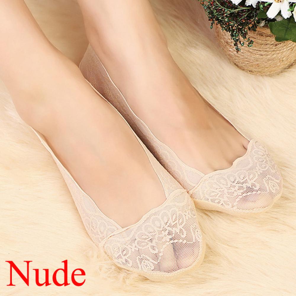 1 paire de chaussettes d'été en coton à fleurs et dentelle pour femmes, confortables, antidérapantes, invisibles, à la cheville, élastiques, courtes: 16