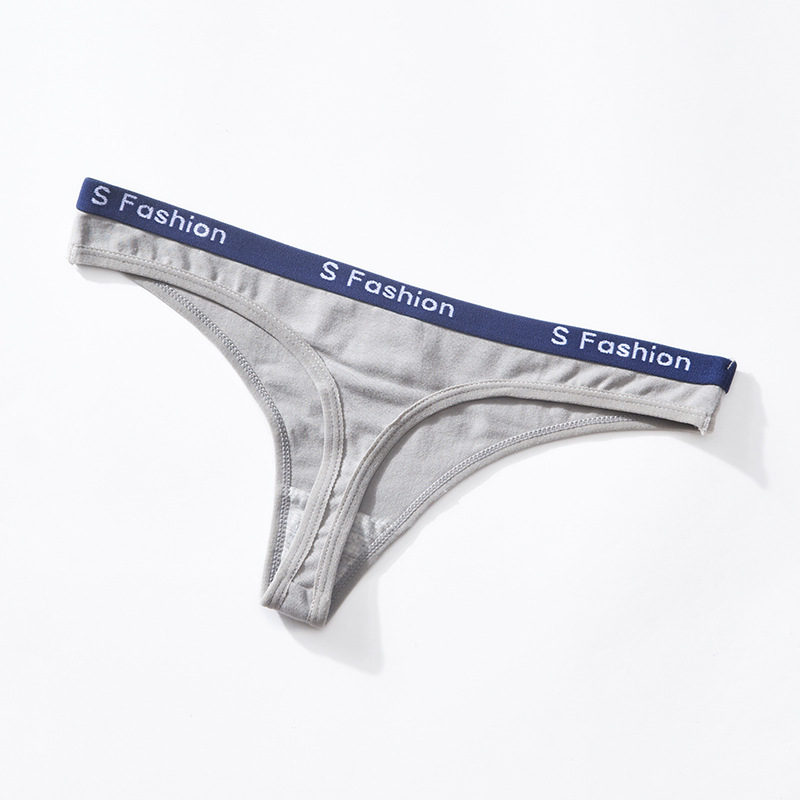 Sexede g-strenge dame bomuldstrusser lavtaljede g-strenge stribet ensfarvet underbukser pige komfortable trusser g-streng bikini: L / Himmelblå