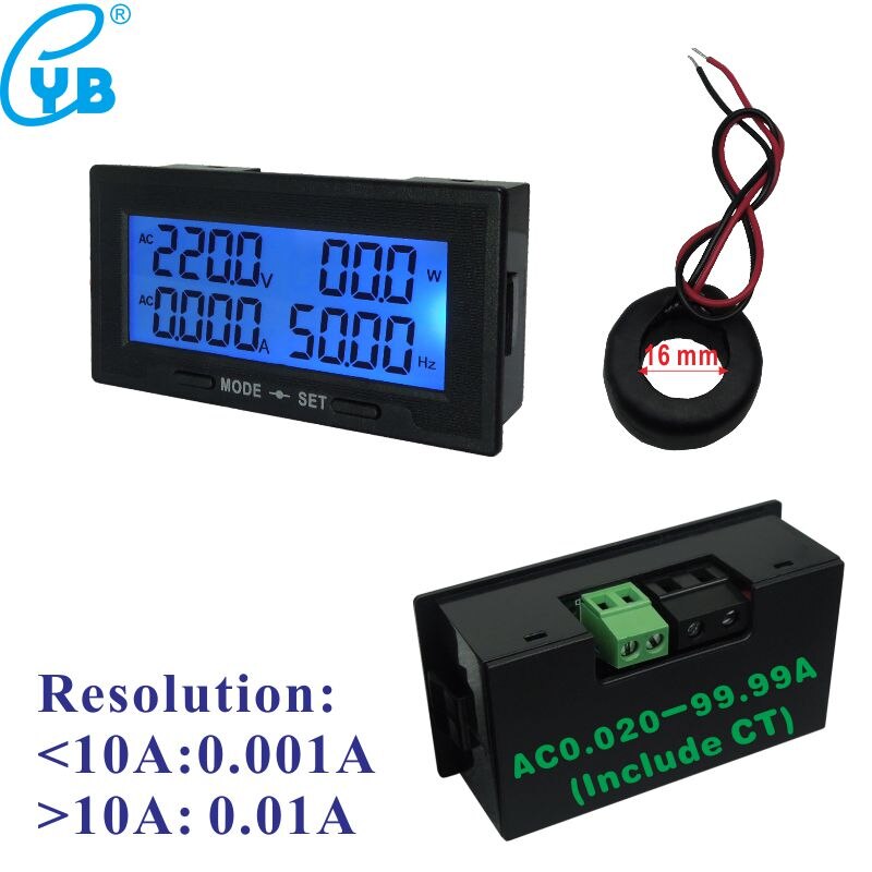 YB5140DM-Z LCD Digital AC Voltmeter Ampèremeter AC 60-300 v 130-500 v Frequencey Energie Actieve Power Meter AC 20A 100A 200A 500A 1000A
