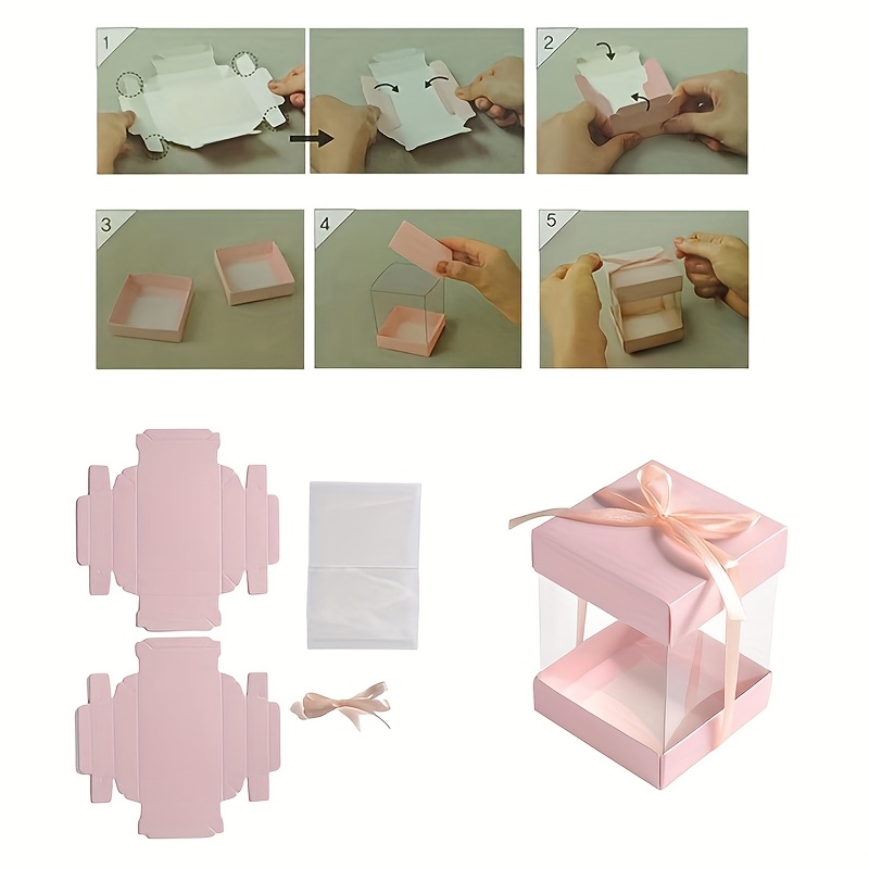 4/10 kleine vensterdoosjes met linten - transparante verpakking voor bruiloft, valentijnsdag, verjaardagsfeest