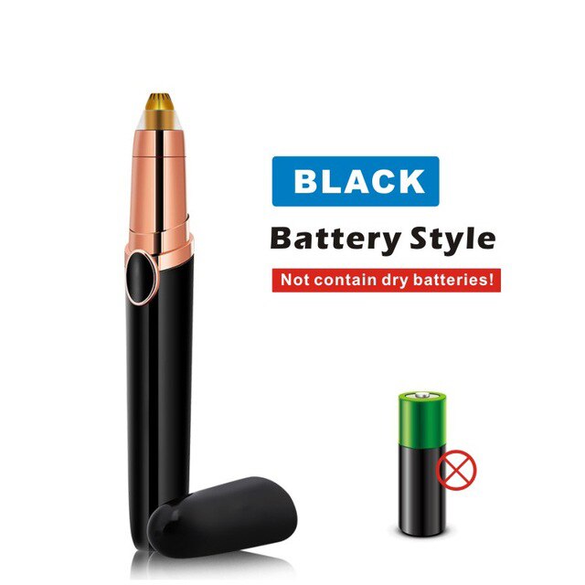 Mini tondeuse à sourcils électrique portable, rasoir pour les lèvres, le visage, les poils, stylo épilateur, rasoir à sourcils, rechargeable par usb: Batterie noire