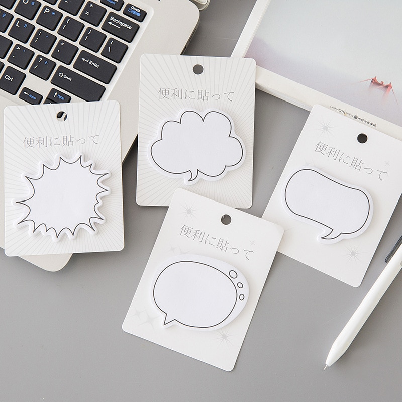 Creatieve Eenvoudige Japanse Dialoogvenster Serie Memo Pad 4 Soorten Kawaii Leuke Stickers Kantoorbenodigdheden Stickers Planner Memo Pad Notities