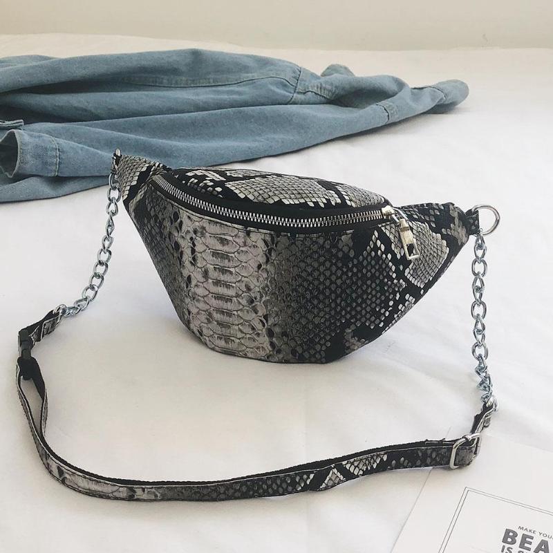 Slangenleren schoudertassen voor dames, taillekettingtassen voor dames, pu-leren casual crossbodytassen