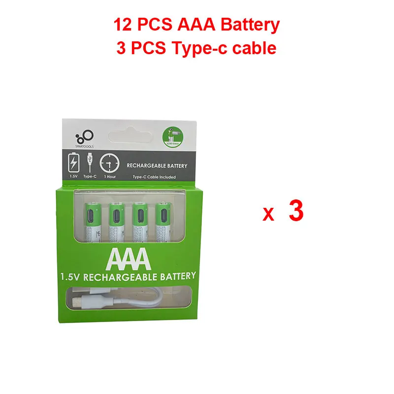 AAA battery 1.5V 366mAh/550 mWh AAA rechargeable li-ion batteries USB rechargeable for Remote control wireless mouse + Cable: 12PCS AAA and 3Cable