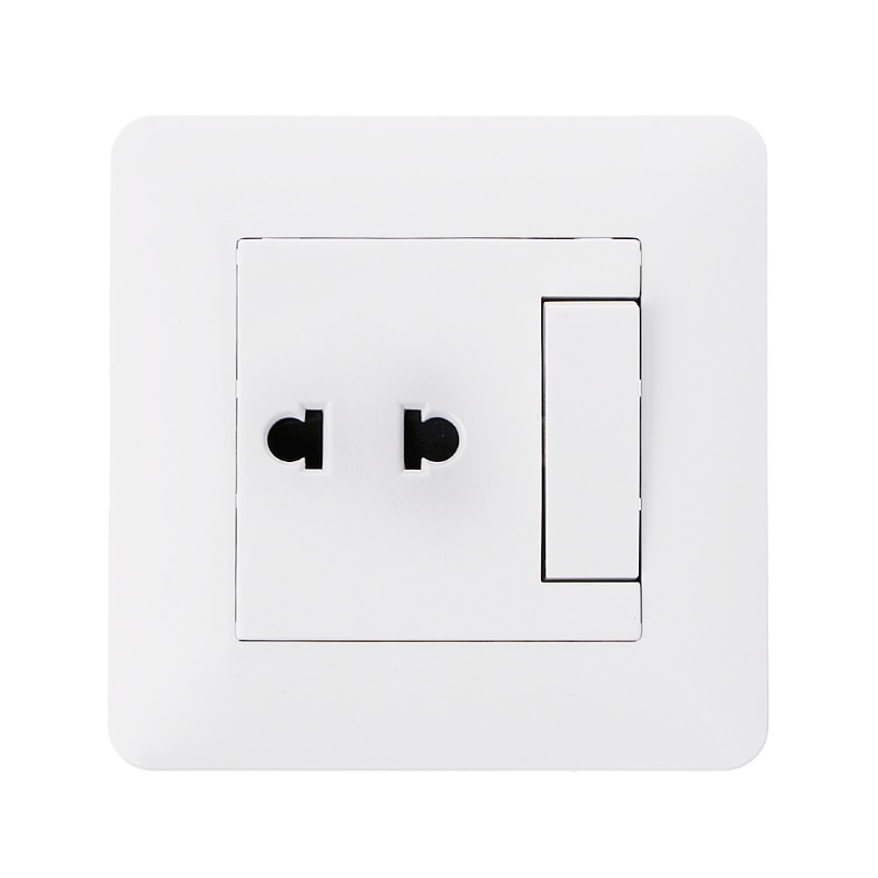 2 Hole Universal Power Socket With 1 Gang 2 Way Light Switch Porcelain White