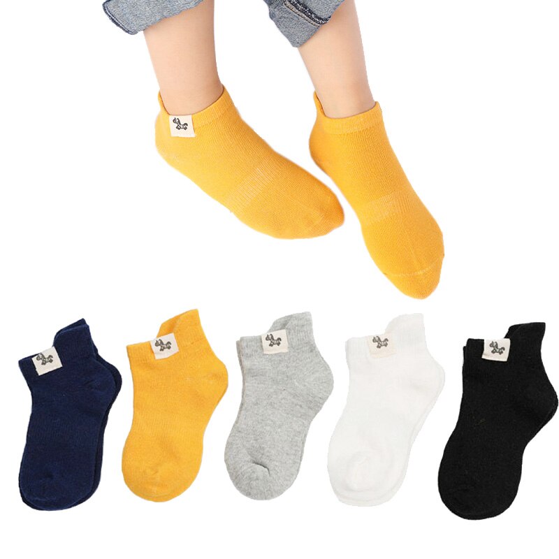 10 stück = 5 Paare freundlicher Weiche Baumwolle Socken Frühling &Ampere; Herbst Mädchen Kurze Socken Mit Jungen Socken 1-10 jahr Schule Sport freundlicher Socken