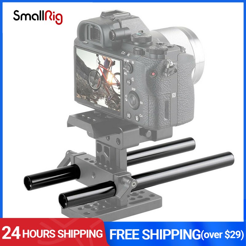 Smallrig liga de alumínio 15mm haste estabilizando haste ombro suporte sistema rosqueado haste 20cm de comprimento 8 polegada m12 haste-1051