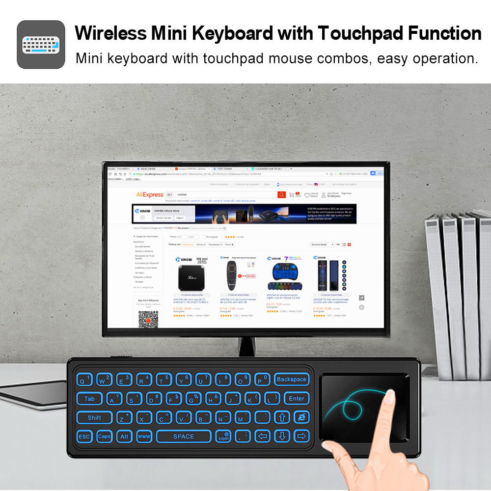 2.4G mini Wireless keyboard Voice Remote Control Fly Air Mouse T6 plus T8 backlit Gyro touchpad Game Android TV Box X96 mini Max
